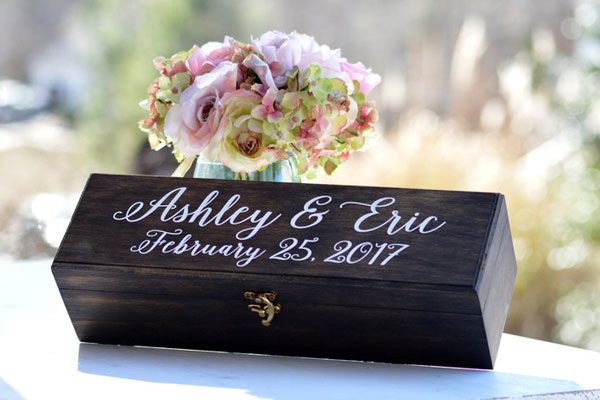 wine box with bride and groom's names for wine box ceremony